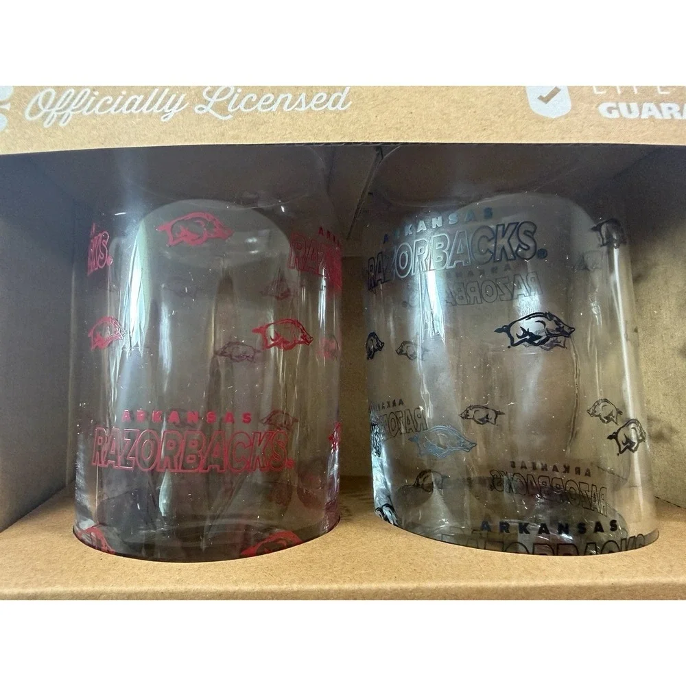 Arkansas Razorbacks 16oz Clear Glass Can Beer Glasses 2-Pack Gift Set